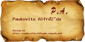 Paukovits Alfréda névjegykártya